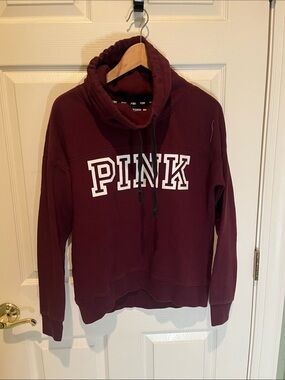 Victoria's Secret PINK Maroon Hoodie with Branded Neck Tape